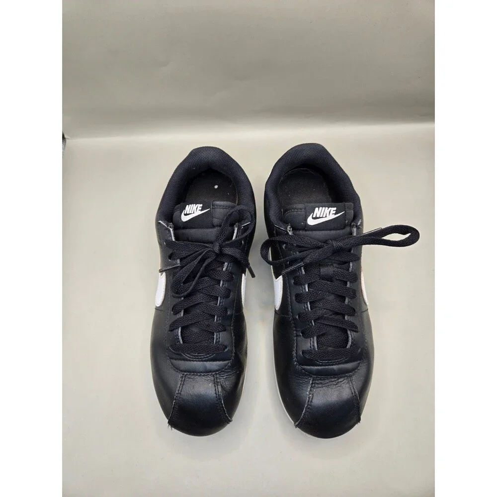 Nike Air Cortez Basic Shoes Men's 7 Black White Leather Casual Retro Sneakers